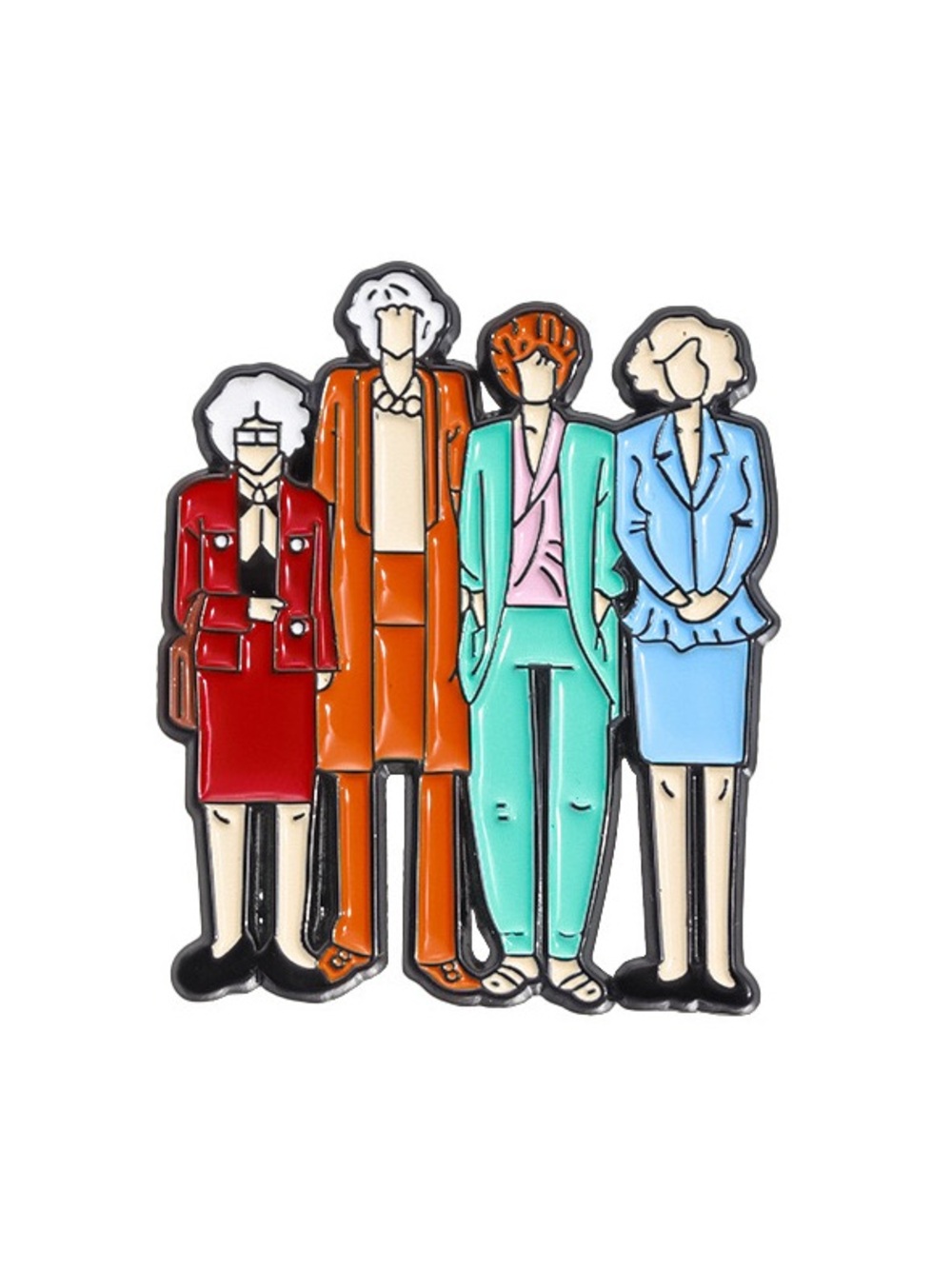Retro TV-Inspired Four Friends Enamel Pin – Vintage Sitcom Style Lapel Brooch